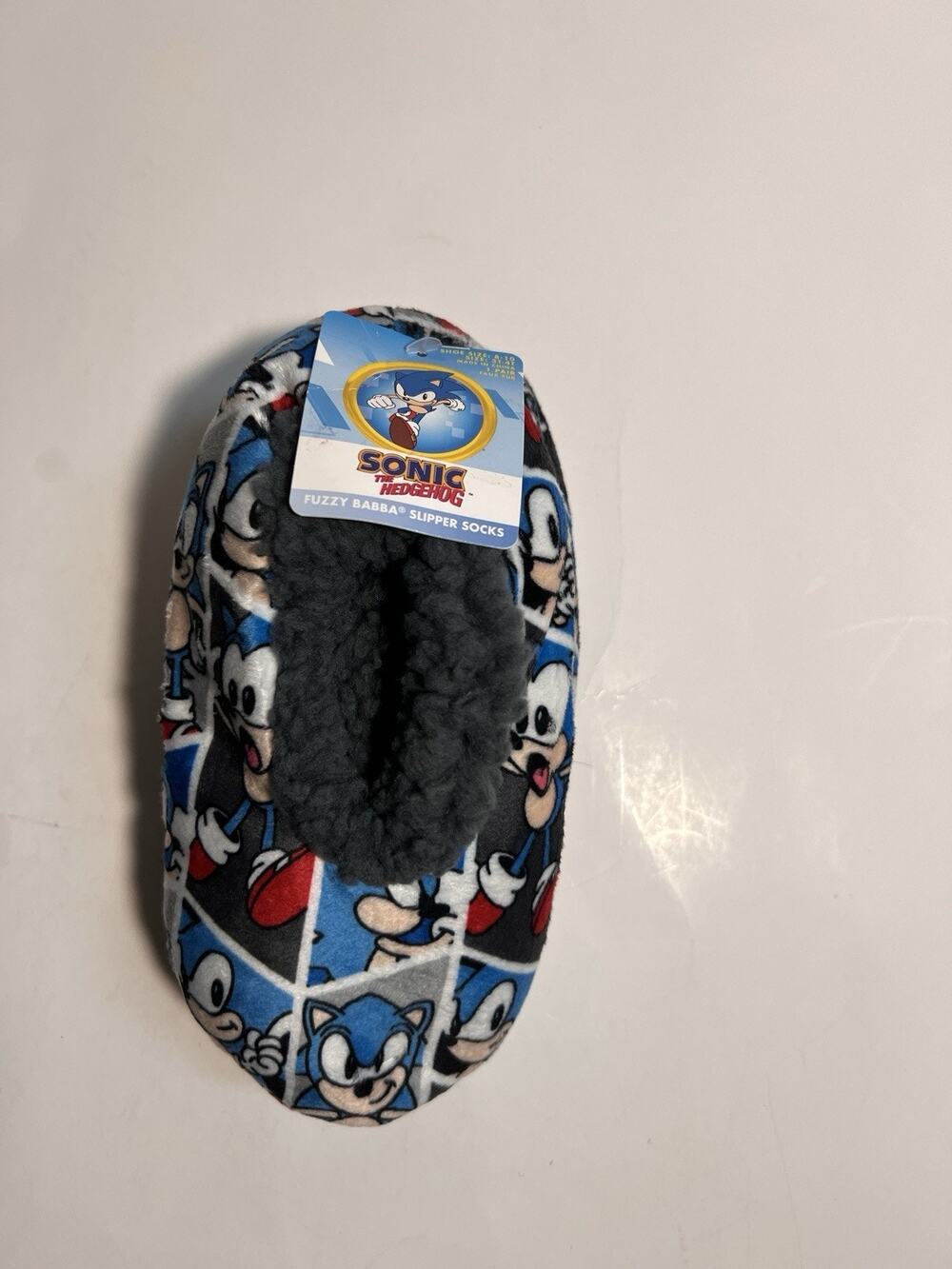 SONIC the HEDGEHOG SEGA Kids Fuzzy Babba Slippers Size S/M (8-10) or Size 3T-4T